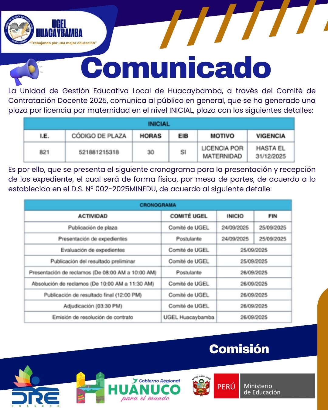 Noticia - PLAZA VACANTE PARA NIVEL INICIAL